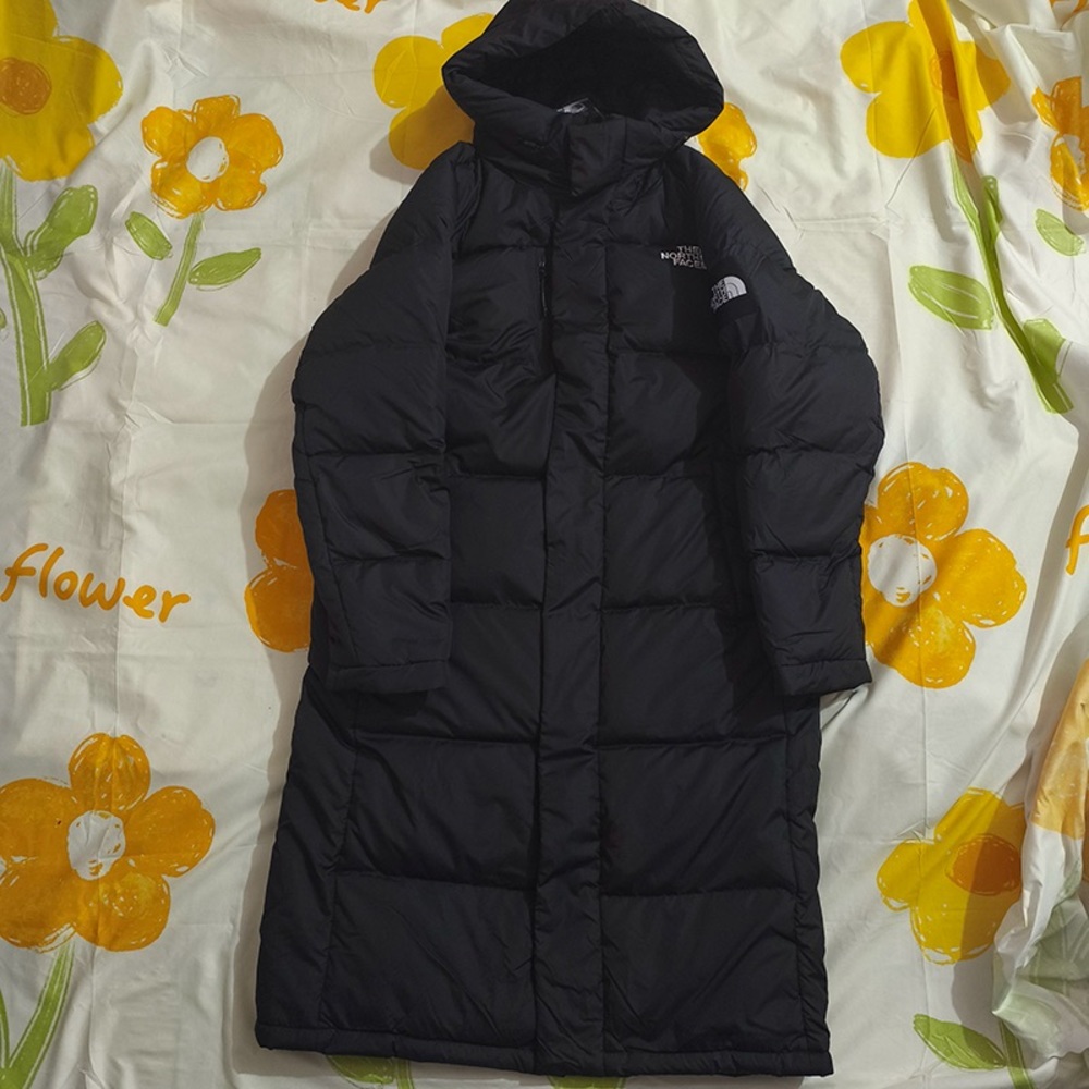 The North Face Black Long Hooded Down Jacket